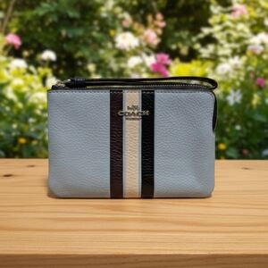 Coach Waterfall Midnight Multi Stripe Corner Zip Wristlet Wallet (NWT)